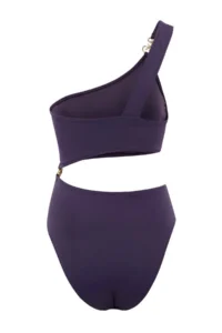 TRENDYOLMİLLA Purple One Shoulder Casting with accessories Cut Out Detailed Regular Swimsuit - Image 4