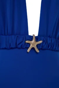 TRENDYOLMİLLA Saks Blue Deep V-neck Covered Casting with accessories Regular Swimsuit - Image 7