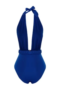 TRENDYOLMİLLA Saks Blue Deep V-neck Covered Casting with accessories Regular Swimsuit - Image 8