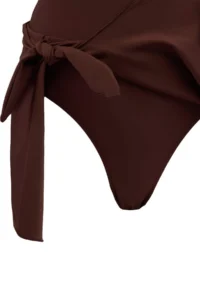 TRENDYOLMİLLA Brown tied up Square Neck Covered Skirt Swimsuit - Image 5