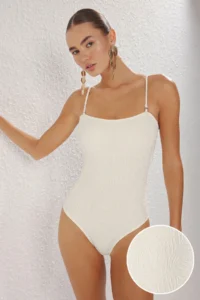TRENDYOLMİLLA Ecru Strapless Covered Regular Swimsuit