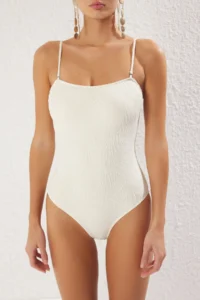 TRENDYOLMİLLA Ecru Strapless Covered Regular Swimsuit - Image 4