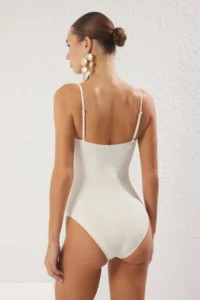 TRENDYOLMİLLA Ecru Strapless Covered Regular Swimsuit - Image 5