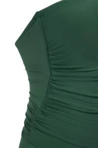 TRENDYOLMİLLA Emerald Green One Shoulder Covered Shorts Skirt Basic Swimsuit - Image 6