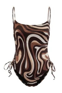 TRENDYOLMİLLA Abstract Patterned tunnelled Square Neck Covered brazilian Swimsuit - Image 4