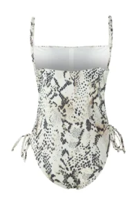 TRENDYOLMİLLA Snake Patterned tunnelled Square Neck Collar Covered brazilian Swimsuit - Image 7