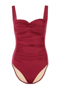 TRENDYOLMİLLA Burgundy Drapeli balconette Covered Regular Swimsuit - Image 4