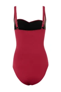 TRENDYOLMİLLA Burgundy Drapeli balconette Covered Regular Swimsuit - Image 5