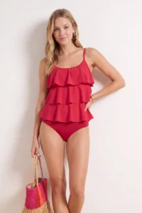 TRENDYOLMİLLA Burgundy with flywheel Tankini Bikini Set