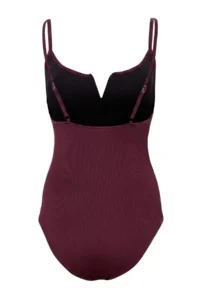 TRENDYOLMİLLA Plum V-neck Covered textured Regular Core Basic Swimsuit - Image 5