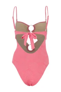 TRENDYOLMİLLA Pink Cut Out Detailed Strapless Covered brazilian Swimsuit - Image 5