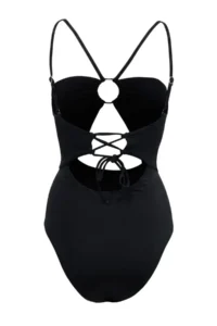 TRENDYOLMİLLA Black Cross Linking with accessories Sleeveless brazilian Swimsuit - Image 5