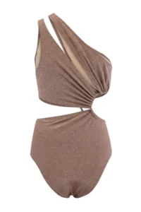 TRENDYOLMİLLA Brown tunnelled One Shoulder Covered Simli Regular Mayokini - Image 5