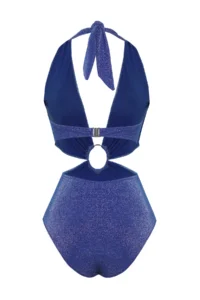 TRENDYOLMİLLA Saks Blue Deep V-neck Cut Out Detailed with accessories Simli Regular Mayokini - Image 6