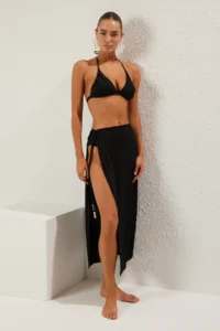 TRENDYOLMİLLA Black Knitting Maxi Beach Pareo - Image 2