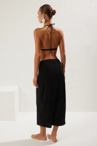 TRENDYOLMİLLA Black Knitting Maxi Beach Pareo - Image 5