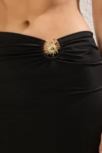 TRENDYOLMİLLA Black Knitting Maxi Casting with accessories Beach Pareo - Image 4