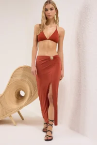 TRENDYOLMİLLA Brick Red Knitting Maxi Döküm with accessories Beach Pareo - Image 2