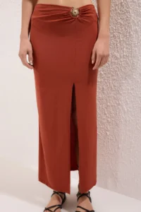 TRENDYOLMİLLA Brick Red Knitting Maxi Döküm with accessories Beach Pareo - Image 3