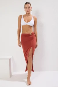 TRENDYOLMİLLA Brick Red Knitting Maxi Döküm with accessories Beach Pareo - Image 5