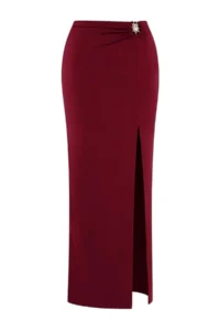TRENDYOLMİLLA Burgundy Knitting Maxi Döküm with accessories Beach Pareo - Image 5