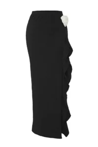 TRENDYOLMİLLA Black Knitting Floral Appliqued Maxi Beach Pareo - Image 5