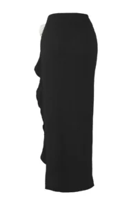 TRENDYOLMİLLA Black Knitting Floral Appliqued Maxi Beach Pareo - Image 6