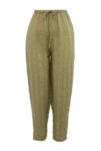 TRENDYOLMİLLA Light Khaki Striped Weaving Transparan Beach Shirt Pants Set - Image 6
