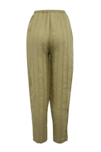 TRENDYOLMİLLA Light Khaki Striped Weaving Transparan Beach Shirt Pants Set - Image 7