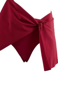 TRENDYOLMİLLA Burgundy Regular Waist Slit Detailed Skirt Bikini Bottom - Image 5