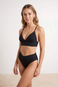 TRENDYOLMİLLA Black textured Regular Waist Regular Bikini Bottom - Image 2