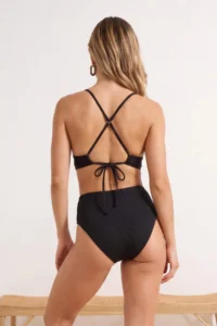 TRENDYOLMİLLA Black textured Regular Waist Regular Bikini Bottom - Image 3