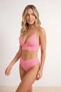 TRENDYOLMİLLA Pink textured Regular Waist Regular Bikini Bottom - Image 2