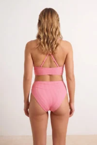 TRENDYOLMİLLA Pink textured Regular Waist Regular Bikini Bottom - Image 3