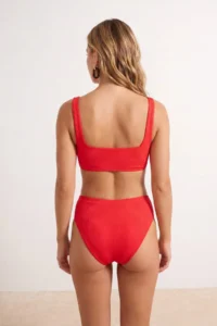 TRENDYOLMİLLA Red textured Regular Waist Regular Bikini Bottom - Image 3