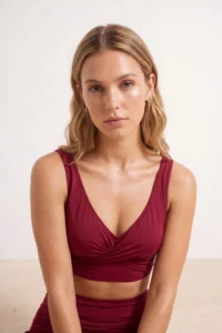 TRENDYOLMİLLA Burgundy tunnelled bralette Covered Binding Detailed Shorts Bikini Set - Image 3