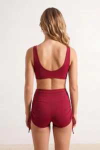 TRENDYOLMİLLA Burgundy tunnelled bralette Covered Binding Detailed Shorts Bikini Set - Image 4