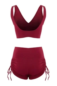 TRENDYOLMİLLA Burgundy tunnelled bralette Covered Binding Detailed Shorts Bikini Set - Image 6
