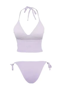 TRENDYOLMİLLA Lilac flower patterned tied up Tankini Covered Regular Waist brazilian Bikini Set - Image 7