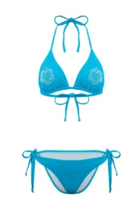 TRENDYOLMİLLA Turquoise With Beaded Accents Triangle Covered Regular Waist Regular Bikini Set - Image 5