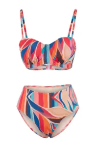 TRENDYOLMİLLA Tropical Patterned balconette Covered High Waist Regular Bikini Set - Image 5