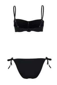 TRENDYOLMİLLA Black Strapless Covered Floral Appliqued Regular Waist Regular Bikini Set - Image 5
