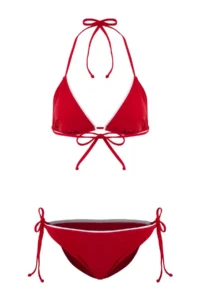 TRENDYOLMİLLA Red Color Bloklu Triangle Regular Waist Covered Regular Bikini Set - Image 4