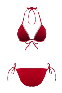 TRENDYOLMİLLA Red Color Bloklu Triangle Regular Waist Covered Regular Bikini Set - Image 5