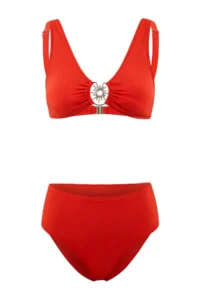 TRENDYOLMİLLA Pomegranate Blossom with accessories Chlorine&Water Resistant LONG Lasting LYCRA® XTRA LIFE Bikini Set - Image 6