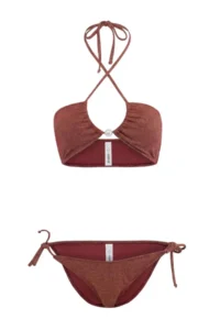 TRENDYOLMİLLA Burgundy Simli Strapless Covered with accessories Low Waist Regular Bikini Set - Image 5