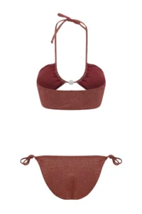 TRENDYOLMİLLA Burgundy Simli Strapless Covered with accessories Low Waist Regular Bikini Set - Image 6