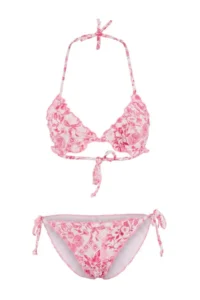 TRENDYOLMİLLA flower patterned Triangle Covered Frilly Low Waist Regular Bikini Set - Image 4