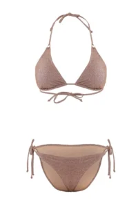 TRENDYOLMİLLA Brown Simli Triangle Covered with buckle Regular Waist Regular Bikini Set - Image 4