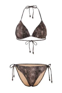 TRENDYOLMİLLA Snake Patterned Triangle Covered Regular Waist Regular Bikini Set - Image 4